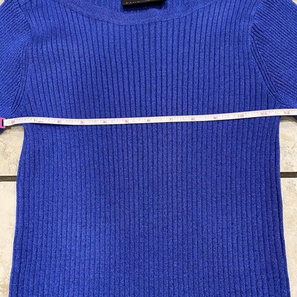 Lane Bryant 3/4 Sleeve Metallic Blue Knit Sweater Top Size 10/12 NWT - Picture 5 of 10